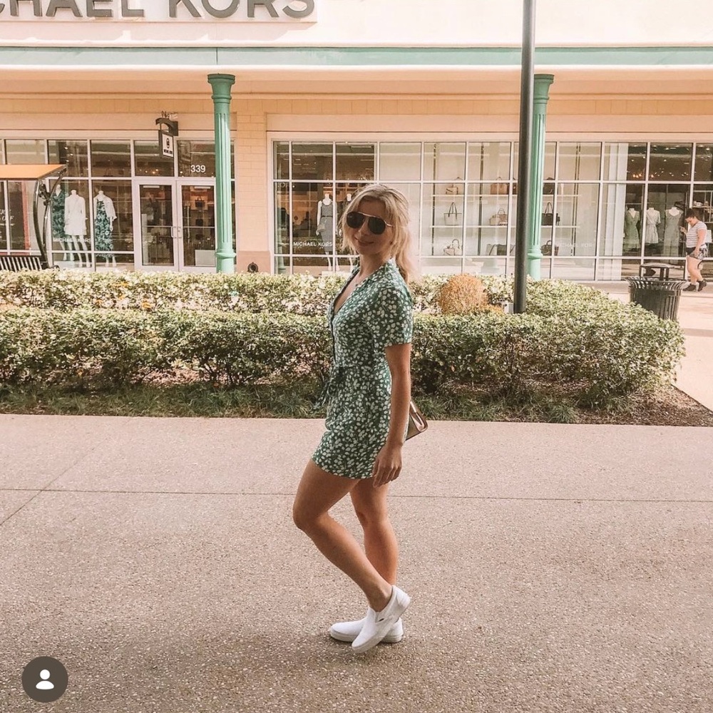 Abercrombie & Fitch Green and White Floral Romper